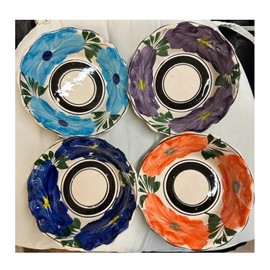 4-Made in Mexico Grande Liso Plato Hondo Para Menudo Caldo Pozole Sopa Pozolero Ceramico Cazo Casserole Dish Serving Bowl Soup Cereal Beans Rice Stew Mole Frijol Carnitas 7" Mexicana