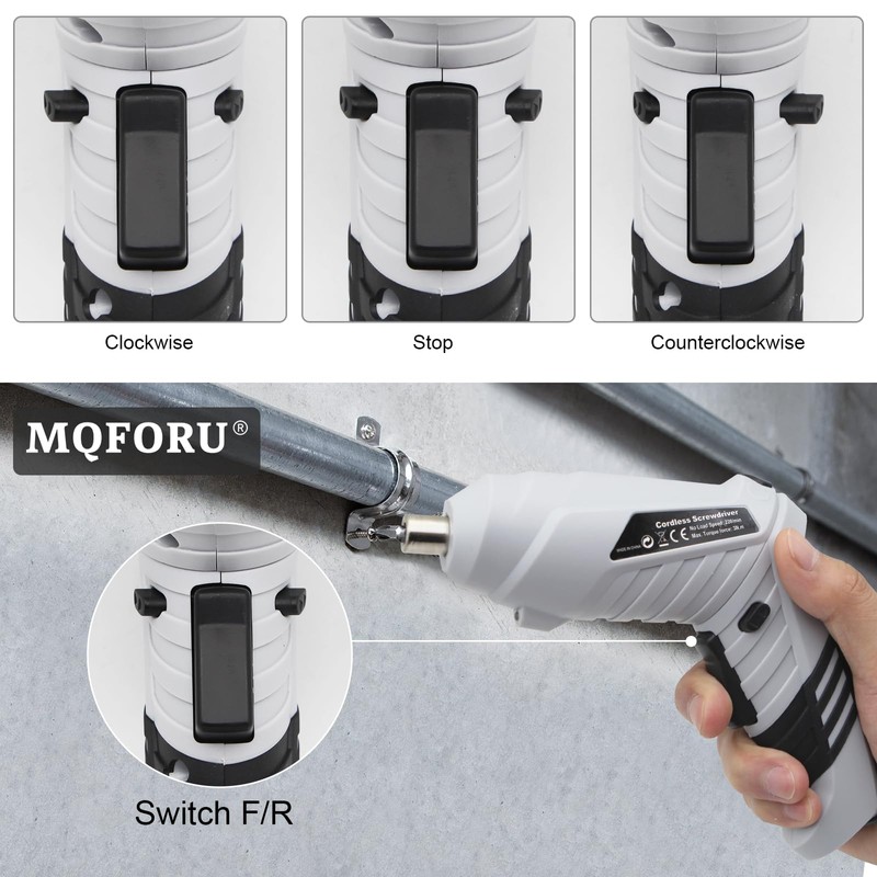 MQFORU Cordless Screwdriver, 47 in 1 Electric Screwdriver, Rechargeable 3.6V