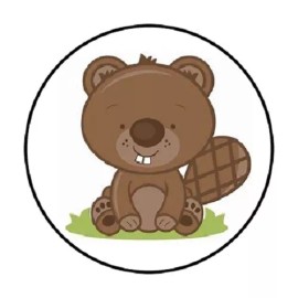 Homemade 48 Cute Beaver !!  ENVELOPE SEALS LABELS STICKERS 1.2" ROUND