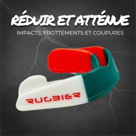 Rugbier Classic Rugby Mouth Guard, Adult and Teens Aged 12+ Unisex Senior Gum Shield - Red, Green, White