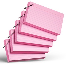 250 Count Pink Index Cards with Ring 3 x 5 Inch Heavyweight Ruled Index Cards, Flash Cards for School & Office Supplies and Home Organization, Durable Study To Do List Note Cards with Ruled Lines