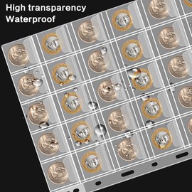 Coin Collection Supplies Pages for Collectors, 12 Sheets Coins Holder Album Book Sleeves, Collecting Binder Protectors for Silver Dollar Bill Quarters Penny Stamp Currency (30 Pockets)