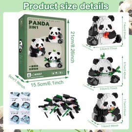 GAROMIA 3-in-1 Panda Building Blocks Set, Mini Clamping Blocks, Panda Building Blocks, Construction Toy, Panda Gift, Animals Building Blocks, Building Blocks, Building Blocks, Building Block Set,