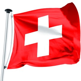 FLAGLY Premium Switzerland Flag 150 x 150 cm - Flag Polyester 115 g/m² Fabric Weight - Robust and Weather-Resistant with Eyelets (150 x 150 cm, Switzerland)