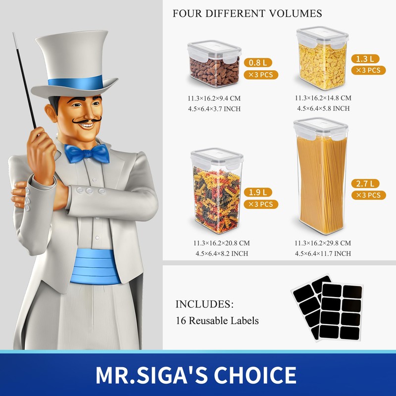 MR.SIGA 12 Pack Airtight Food Storage Container Set, BPA Free