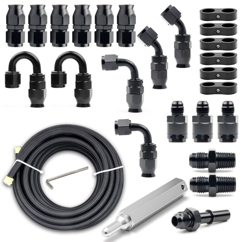 Medoon 6AN PTFE Fuel Line Kit, 5/16" Nylon Stainless Steel