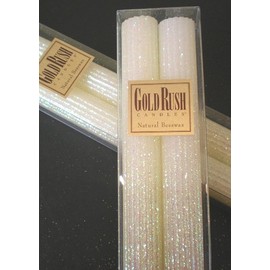 Natural Beeswax Glitter Taper Candles by Gold Rush – Handcrafted, Dripless, Non-Toxic – Available in 8” & 12” Lengths, Multiple Colors (White Lotus, 12 Inch)