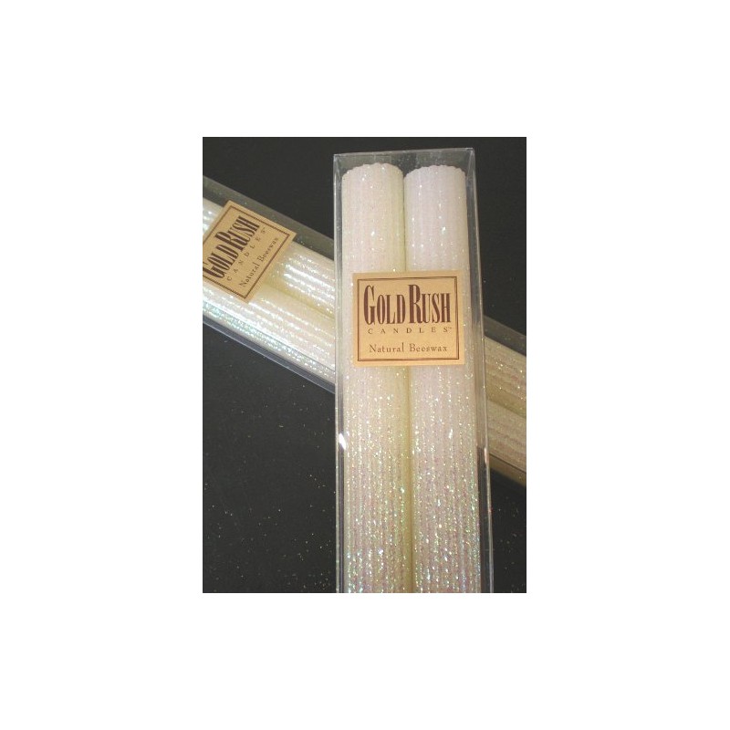 Natural Beeswax Glitter Taper Candles by Gold Rush – Handcrafted,