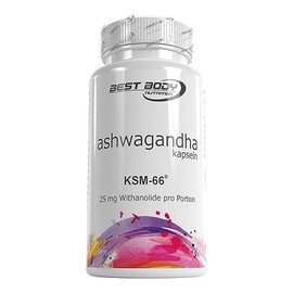 Best Body Nutrition - Ashwagandha capsules with quality raw material KSM-66® with 500 mg ashwagandha root extract per serving - 60 capsules/tin