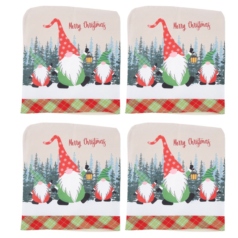 4pcs Chair Covers Soft Elastic Stretch Santa Claus Pattern Dining