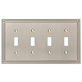 Franklin Brass W35068-SN-C Classic Beaded Quad Switch Wall Plate/Switch Plate/Cover, Satin Nickel