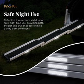 Dog Ramp for Car - Stable Anti-Slip Dog Car Ramp for Large Dogs - 63" Long & 15" Wide - 250LBS Capacity - Telescoping Pet Ramp - Lightweight - Reflective Sides - Fixing Clip - Forest Green