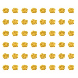 Ruwado 50 pcs Satin Ribbon Roses Mini Flowers Boutique Applique Sewing Embellishment Supplies for DIY Craft Project Scrapbooking Wedding Theme Parties Home Decoration (Yellow)