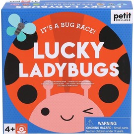 Petit Collage: Lucky Ladybugs - Ladybug Garden Racing Game - Get to The Flower First to Win - Family Game Night Favorite and Educational Activity - Includes Wooden Game Pieces and Sturdy Game Board