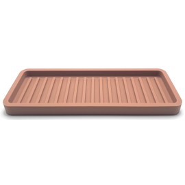 Happitasa Silicone Kitchen Sink Organizer Tray, Sponge Holder and Countertop Protector | Bathroom and Kitchen Soap Dish and Dispenser Tray (Mocha, 9"x3.5")