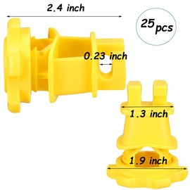 Aisetmoon 25 Pcs Screw Tight Round Post Insulator Fence Wire Holding Insulator Electric Fence Post Insulators Wood Post Insulator (Yellow)