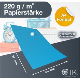 100 x Sheets of Coloured Paper 220 g/m² - A4 Copy Paper Printer Paper Colourful - for Crafts & Design - Craft Paper Coloured Card