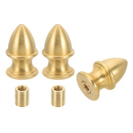 PATIKIL 23.8 x 38mm Lamp Finials Caps Knob, 3 Set Solid Brass Lamp Shade Top Decoration Screw Cap Nuts with Brass Reducing Adapter for Table Lamps Floor Lamps