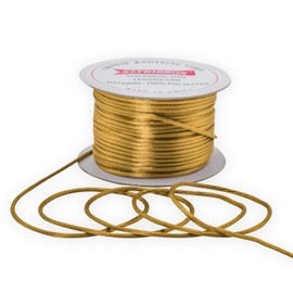 KLTRIBBON 2mm Rattail Cord Gold String - 50 Meters Chinese Knotting Cord Rat Tail Silk Thread for Bracelet Necklace Jewelry Making Macrame Trim