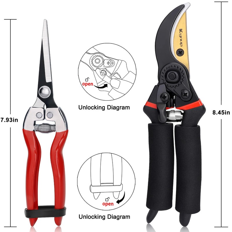 Kynup Pruning Shears 3 Pack Professional Pruner Set with Gardening