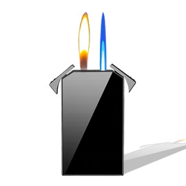 JEOKWMS Cool Jet Torch Lighers Dual Flame Lighter, Pretty Aesthetic, Refillable & Adjustable,Unique Gifts for Men Fireplace Candles Camping BBQ (No Butane)