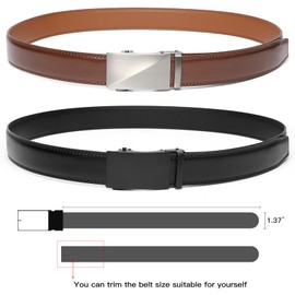SENDEFN 2 Pack Ratchet Belt Men, Men Leather Belts in Gift Set Box for Dress Casual, Size Adjustable Trim to Fit