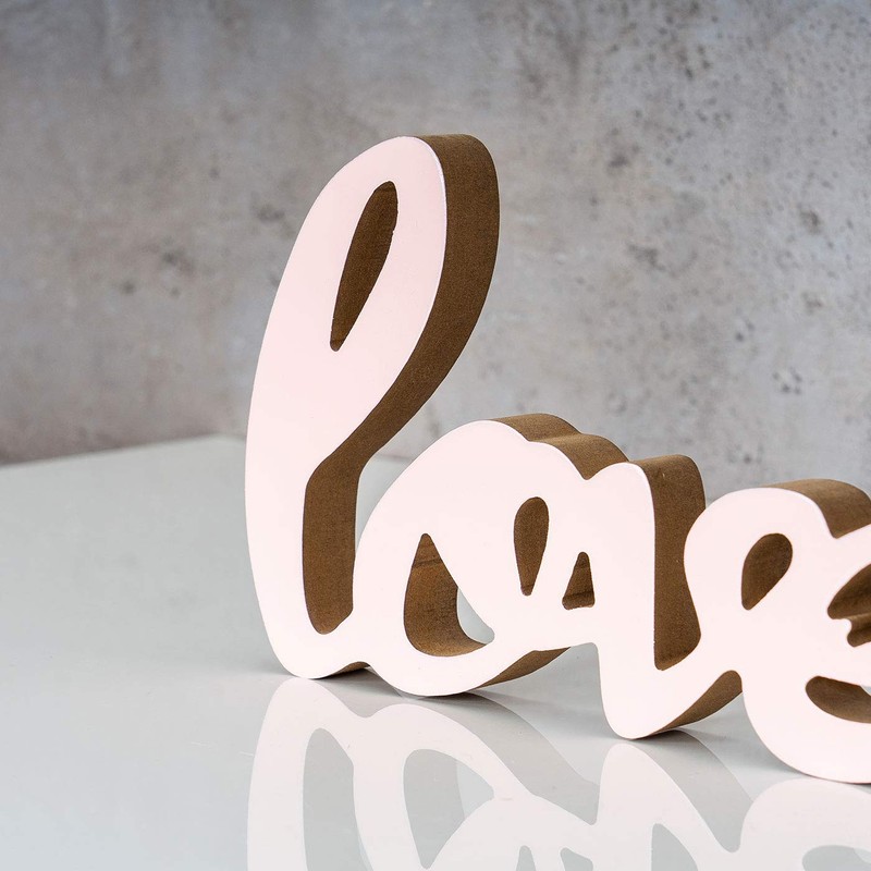 levandeo Lettering Love L22.5 cm Pastel Pink Wooden Table Decoration