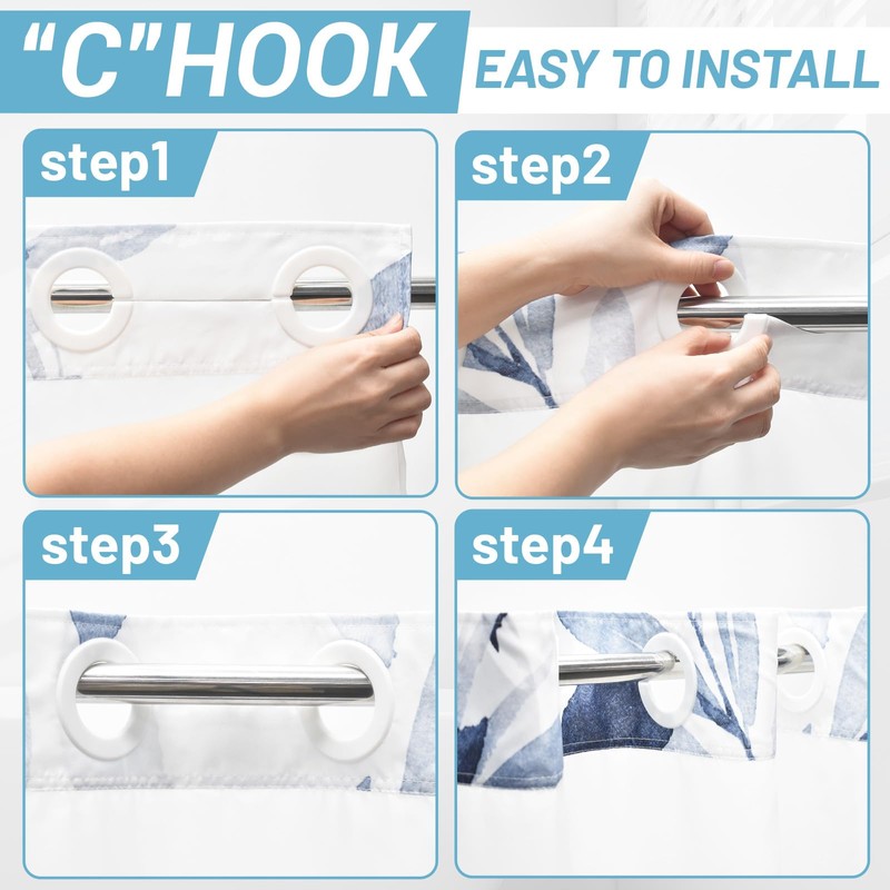 WITHLOC No Hook Shower Curtain with Snap in Liner -