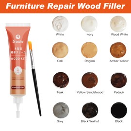 Wood Furniture Repair Kit 12 Colors, Wood Filler Putty with Filler Sticks Hardwood Laminate Floor Repair Kit, Restore Scratch, Cracks, Discoloration for Furniture, Door, Cabinet, Floor, Table