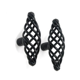 Geesatis 6 pcs Birdcage Handles Door Knobs 3 x 1.5 inch (L x W) Black Oval Birdcage Knob for Cabinet Wardrobe Cupboard Decorative, with Mounting Screws