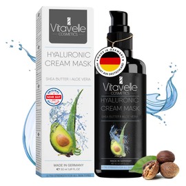 VITAVELLE Hydrating Face Mask – Hyaluronic Acid Moisturizer Mask Firming with Avocado Oil, Shea Butter, Aloe Vera and Jojoba Oil – Vegan Face Mask with No Parabens – Hydrating Face Masks Anti Aging