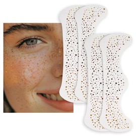 Glitzer Gesicht Sommersprossen Tattoo - 4 Blätter Wasserfeste Temporäre Freckles Tattoos - Gold Sterne Punkte Sommersprossen Glitzer Tattoo Für Festivals Und Bühnenauftritte Schminke