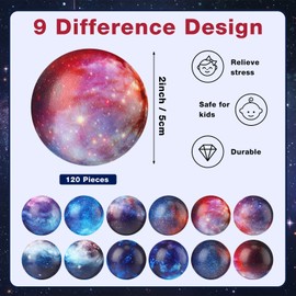Libima 150 Pcs Galaxy Stress Balls Bulk 2 Inches Outer Space Foam Stress Balls Stress Relief Squeeze Anxiety Fidget Sensory Balls for Birthday Gift Party Favors Decorations Supplies (Galaxy A)