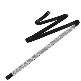 Bridal Rhinestone Wedding Belt Rhinestone Wedding Dress Belt Bridesmaid Crystal Belt Dress Accessories for Women Formal Evening Dress (Black)
