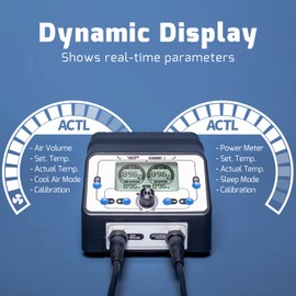 WEP 938BD-I Soldering Iron Station Hot Air Rework Station 2-IN-1 with LCD Display, PID Control, Hot Air Start/Stop, Sleep Mode, 3 Extra Nozzles, 5 Extra Soldering Tips, Solder Wire