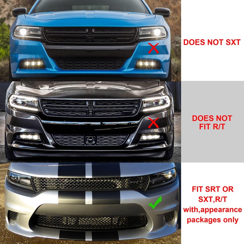 ECOTRIC Front Lower Grille Grill Assembly Compatible with 2015-2023 Dodge