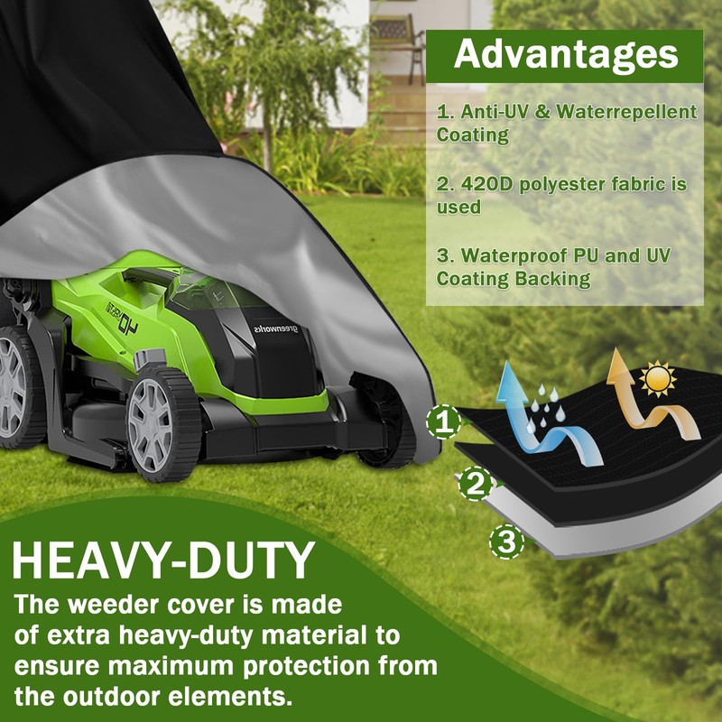Lawn Mower Cover,Heavy Duty 420D Polyester Oxford Push Mower Cover,Waterproof,UV