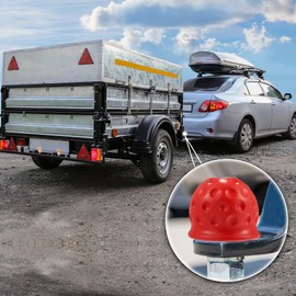 X AUTOHAUX 2pcs Universal Trailer Hitch Ball Cover Waterproof Dustproof 50mm ID Red for Car Truck RV Boat