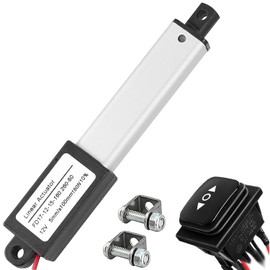 AWINLI 4" Stroke 12V Mini Linear Actuator,180N/40.5Lbs Waterproof Mini Electric Actuator,Speed 5mm/s with Instantaneous Switch Mounting Bracket,for Robots,DIY Chicken Coop Door (100mm)