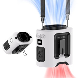 Socool 14500mAh Portable Waist Fan Clip on Belt 360 Rotation Wearable Rechargeable Personal Shirt Fan, 67H Cooling 5-Speed Battery Operated with Light, Neck Fan Hands-Free for Outdoor Jobsite Camping