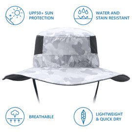 BASSDASH UPF 50+ Fishing Sun Hat Water Resistant Unisex Wide Brim Bucket Boonie Hat for Hiking Camping Safari FH15