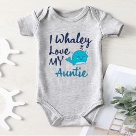 Azzwnee I Whaley Love My Auntie Baby Boy Clothes Unisex Funny Baby Bodysuits 0-3 months (gray,12-18M)