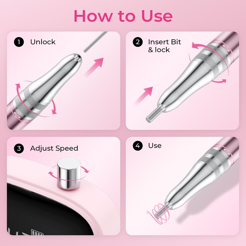 Wea&Hea Professional Electric Nail Drill, 50000 RPM Rechargeable Cordless E-File