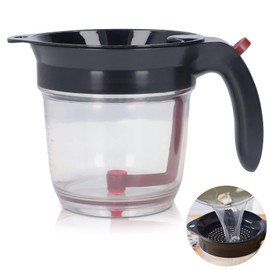 Fettabscheider mit unterer Freigabe, Suppenölabscheider Doppelfiltration Lebensmittelsiebe Gravy Fettabscheider für gesunde Suppenölabscheider Fettabscheider mit Messbecher und Filter