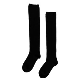 State Cashmere Unisex 100% Pure Cashmere Knee High Ribbed Cuff Socks (Black, L/XL)