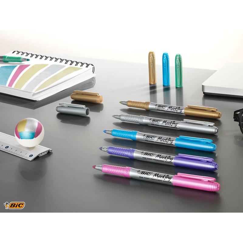 BIC Metallic Permanent Markers - Pack of 5 - Variety