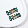 24PCS Dark Green Press on Nails Coffin Fake Nails Medium