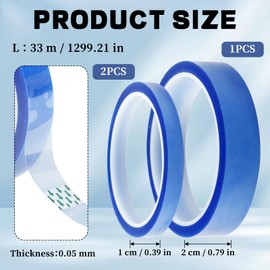 3 Blue High Temperature Tape, Heat Transfer Tape, 2 Sizes, Heat Tape for Sublimation, Heat Resistant Tape, Thermal Tape Blue, No Residue Thermal Tape for Electrical Work