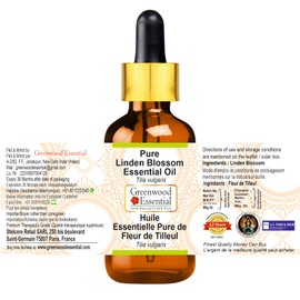 Greenwood Essential Pure Linden Blossom Essential Oil (Tilia vulgaris) with Glass Dropper Steam Distilled 10ml (0.33 oz)