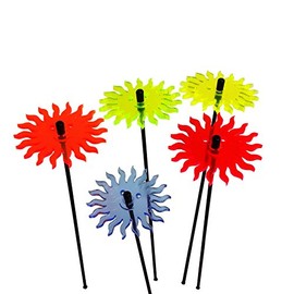 SunCatcher Garden Decor Ornaments Smiling Suns, Set of 5 Decorative Garden Stakes, 25cm/10'' high Outdoor Accessory, Great Gardeners Gift, Colour:mixed colours